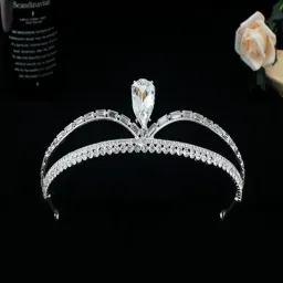 Peora Silver Cubic Zirconia Crystal Studded Sparkling Princess Tiara Hair Band-image-22