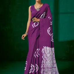 Saree Mall Purple Printed Sarees With Unstitched Blouse-picture-29