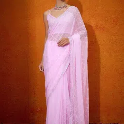 Saree Mall Pink Embellished Sarees With Unstitched Blouse-picture-20