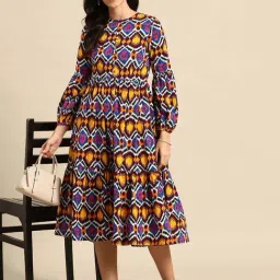 mabish by sonal jain Mabish Multicolored Printed A-Line Dress image 4