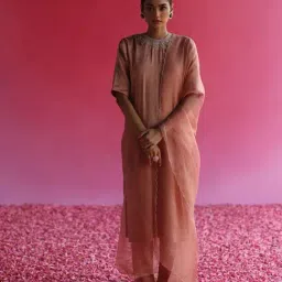 Taisha Rose Gold Raas Manjari The First Blossom Kurta with Pant and Dupatta-image-17