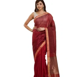 Fabindia Maroon Woven Design Saree-picture-37