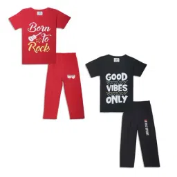 Vimal Jonney Kids Red & Black Printed T-Shirt Set-picture-16