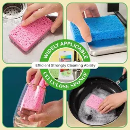Fablas Cellulose Sponge Tri-Color for Kitchen, Bathroom, Glass & Table Surfaces (Pack of 2) image 4