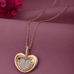 Carlton London 18kt Rose Gold Plated CZ Heart Pendant with Chain-picture-6