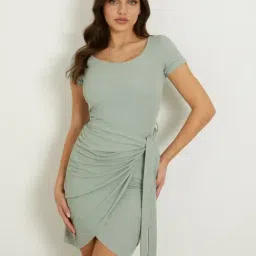Guess Green Solid Short sleeve Dress-image-10