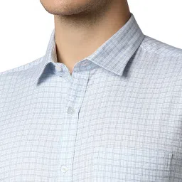 Park Avenue Blue Slim Fit Check Shirt image 4