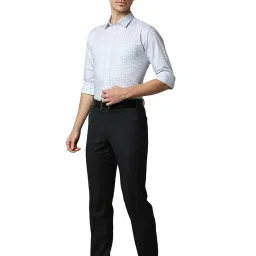 Park Avenue Blue Slim Fit Check Shirt image 5