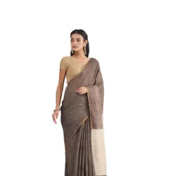 Fabindia Grey Woven Design Saree-image-6