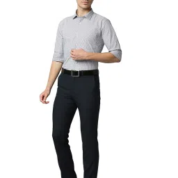 Park Avenue Navy Slim Fit Striped Shirt image 5