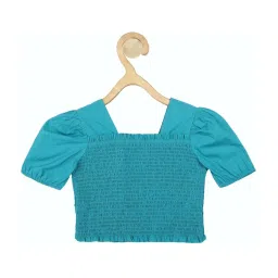 allen solly junior Allen Solly Kids Blue Cotton Textured Pattern Top image 2