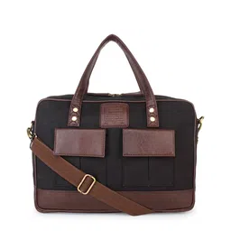 Purseus Men Black & Brown Solid Tusky Tusk Laptop Bag-picture-32