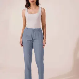 Go Colors! Blue Mid Rise Formal Trousers-image-91