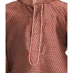 VASTRAMAY Kids Maroon & Rose Gold Self Pattern Kurta Set image 5