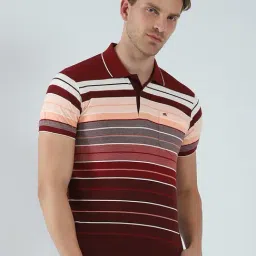 Monte Carlo Maroon Regular Fit Striped Polo T-Shirt-picture-43