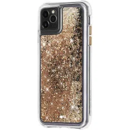 Case-Mate Waterfall Glitter Polycarbonate Back Cover for Apple iPhone 11 Pro Max (Wireless Charging Compatible, Gold) image 3