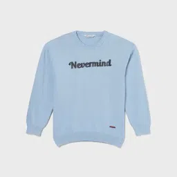 Fame Forever By Lifestyle Powder Blue Cotton Regular Fit Printed Sweater-picture-17