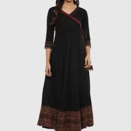 YASH GALLERY Black Printed Flared Kurta image 1