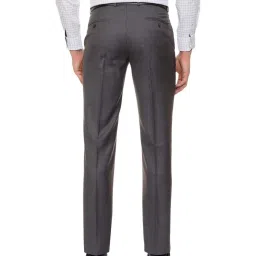 Louis Philippe Grey Regular Fit Formal Flat Front Trousers image 2