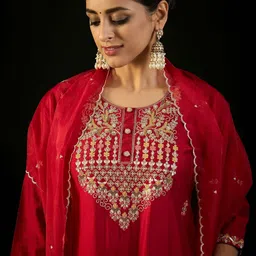 Indo Era Women Ethnic Motifs Embroidered Regular Sequinned Liva Kurta with Trousers & With Dupatta image 2