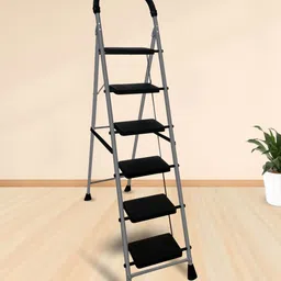 Homlix Grey & Black Textured 6-Step Foldable Step Ladder image 5