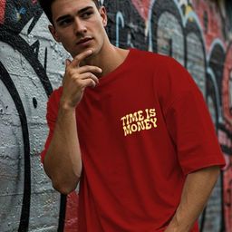 Metronaut Men Typography Printed Round Neck Pure Cotton Oversized T-shirt-image-8