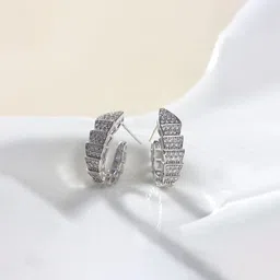 Jewels Galaxy Silver-Plated American Diamond Studded Contemporary Hoop Earrings-picture-15