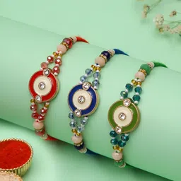 Myntra Elegant Homes Set Of 5 Beaded Rakhis With Greeting Card & Roli Chawal-picture-33