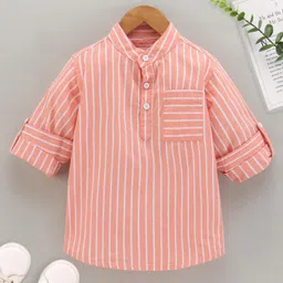 Babyhug Full Sleeves Striped Shirt - Orange-picture-12