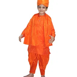 Kaku Fancy Dresses Swami Vivekanand National Hero Freedom Fighter Costume for Republic Day & Independence Day Theme Costume Set - Orange-picture-21