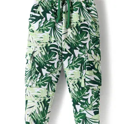Babyoye 100% Cotton Full Length Trouser With Leaves Print - Green-picture-25