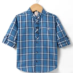 Dapper Dudes Full Sleeves Checked Shirt - Dark Blue-picture-22