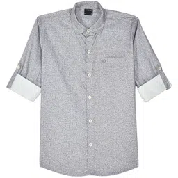 Charchit Cotton Woven Full Sleeves Leaves Printed Shirt - Purple-picture-10