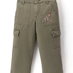 Under Fourteen Only Butterfly & Floral Embroidered Cargo Pant - Olive Green-picture-27