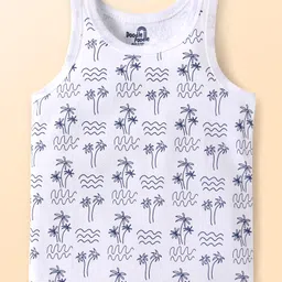 Doodle Poodle 100% Cotton Single Jersey Knit Sleeveless Vests With Tropical Theme Pack of 2 - Light Blue & White image 2