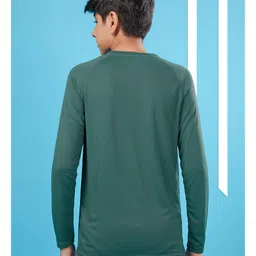 Technosport Knit Full Sleeves Basketball All Star Text Printed Breathable & Quick Dry Sports Tee - Green image 3