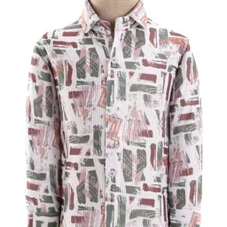 Rikidoos Full Sleeves Abstract Printed 3 Piece Suit Set With Bow - Pista Green & White image 2