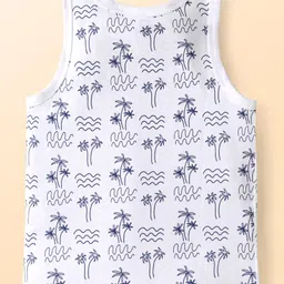 Doodle Poodle 100% Cotton Single Jersey Knit Sleeveless Vests With Tropical Theme Pack of 2 - Light Blue & White image 3