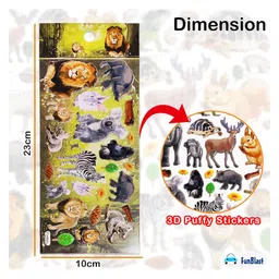 FunBlast 3D Animal Figure Kawaii Stickers Set Pack of 2 Sheets image 3