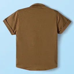 Mini Taurus Sinker Knit Half Sleeves 3 Piece Party Suit with Stripes Pocket Embroidery Detailing & Bow Applique - Brown & White image 4