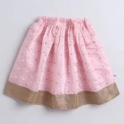 Many frocks & Rayon Woven Sleeveless Floral & Bunny Embroidered Beads Embellished Lehenga Choli With Dupatta Set - White & Pink image 5