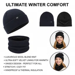 iSWEVEN Unisex Woollen Beanie image 2