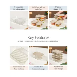 Nestasia Beige Premium Airtight Glass Containers (Pack Of 7) (Pack of 7) image 4