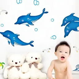 Asian royal Blue & White 3D Printed Self Adhesive Wall Sticker image 2