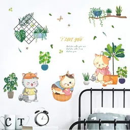 Asian royal Green & Orange-Colored Printed Self-Adhesive Wall Sticker-image-48
