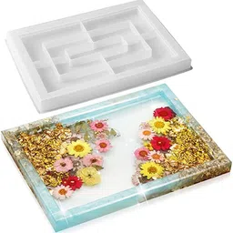 eoast Eoast® Rectangle Tray with Border Mould | Silicone Epoxy and UV Resin Silicone Mould | Resin Art Creative DIY Multipurpose Transparent Silicone Coaster Tray Mould. image 4
