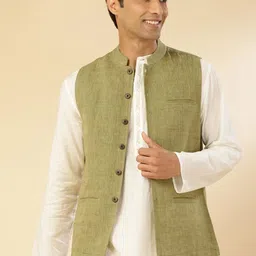 Fabindia Woven Design Cotton Nehru Jacket image 3