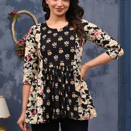 LABEL ADRIJA Floral Print Cotton Peplum Top-picture-46