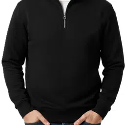 Try This Men Solid High Neck Long Sleeves Pullover Sweatshirt image 1