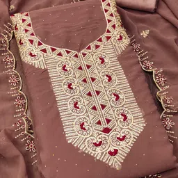 KALINI Women Lavender Embroidered Poly Georgette Unstitched Dress Material-picture-37